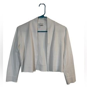 Calvin Klein Women’s Open Front Cardigan Small White Cropped 3/4 Sleeve Sweater